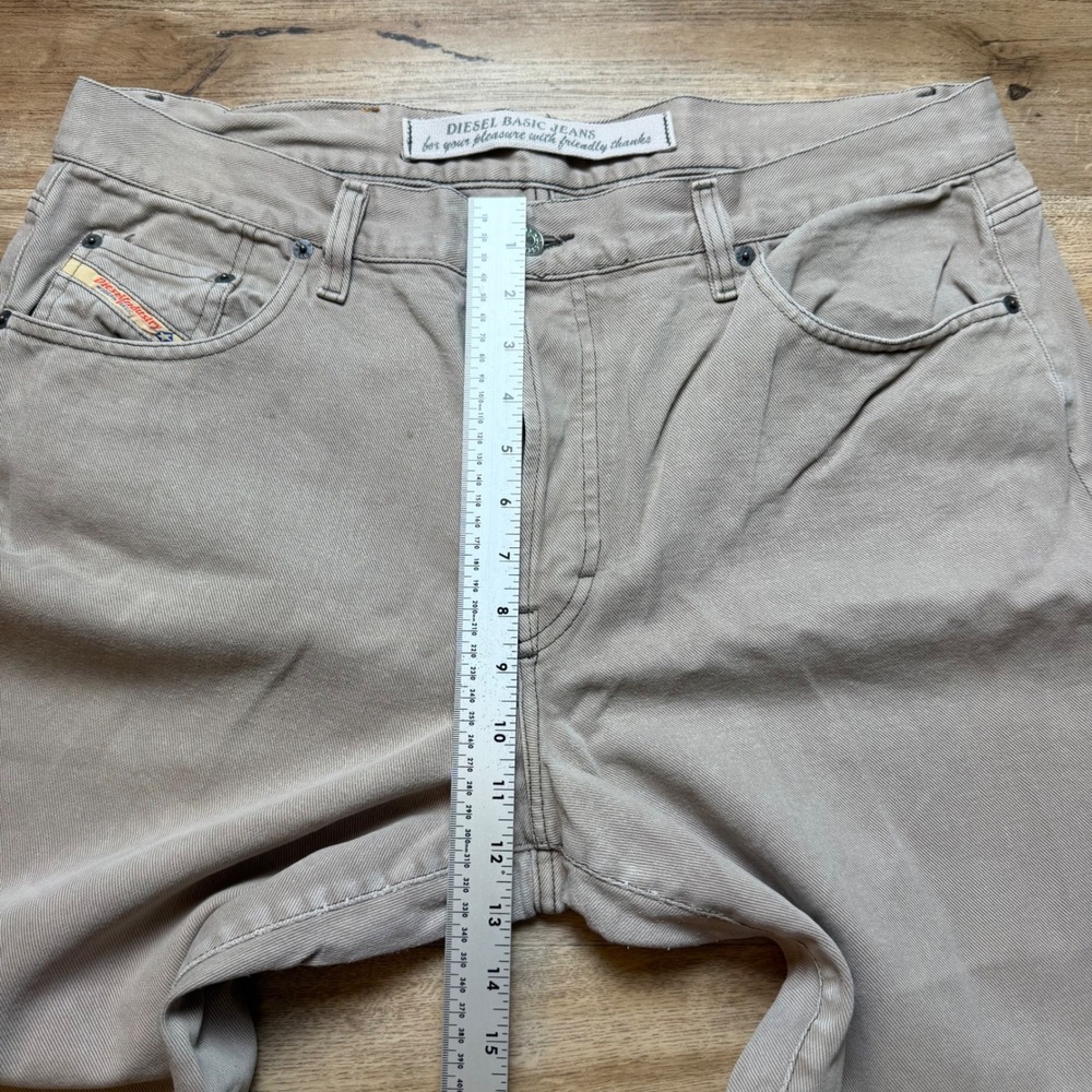 Diesel Cochise Jeans Men 38x28 Tan Khaki Straight Leg Button Fly Cotton Pants - Picture 11 of 14